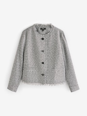 Black/White Boucle Collarless Jacket - Image 5 of 7