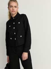 Черный - Boucle Button Up Shacket - Изображение 3 из 9