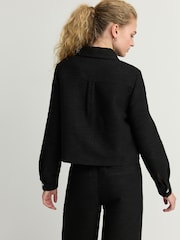 Черный - Boucle Button Up Shacket - Изображение 4 из 9