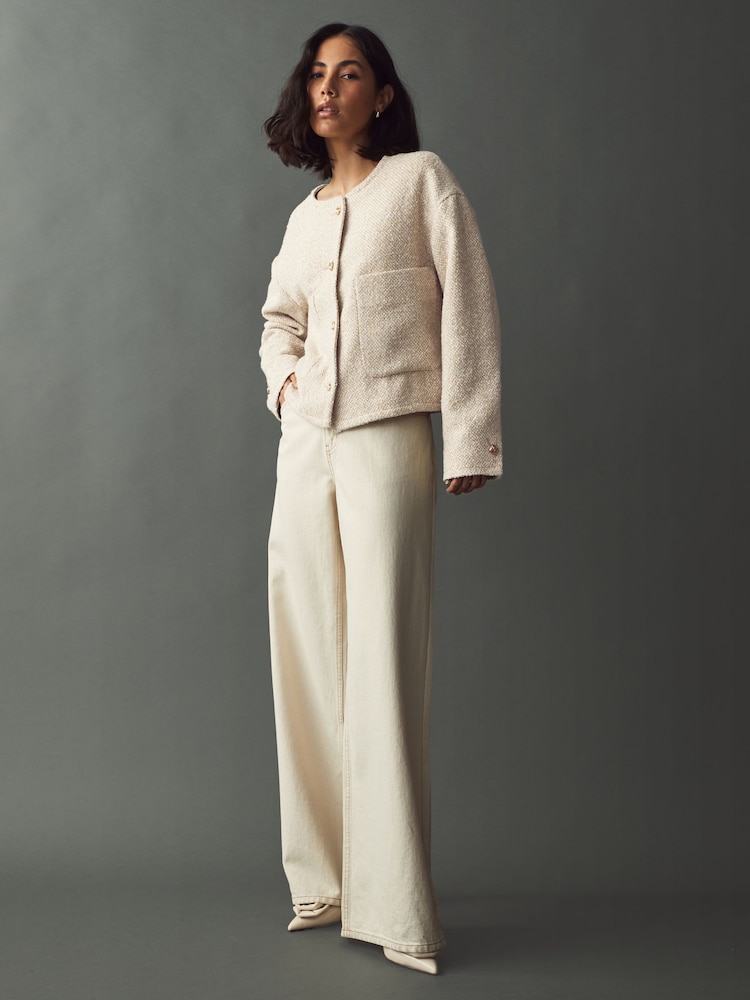 Neutral Boucle Collarless Jacket - Image 2 of 7