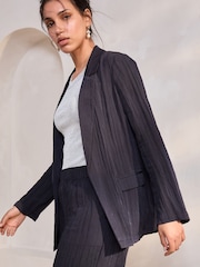 Black Relaxed Textured Blazer - Image 2 of 8