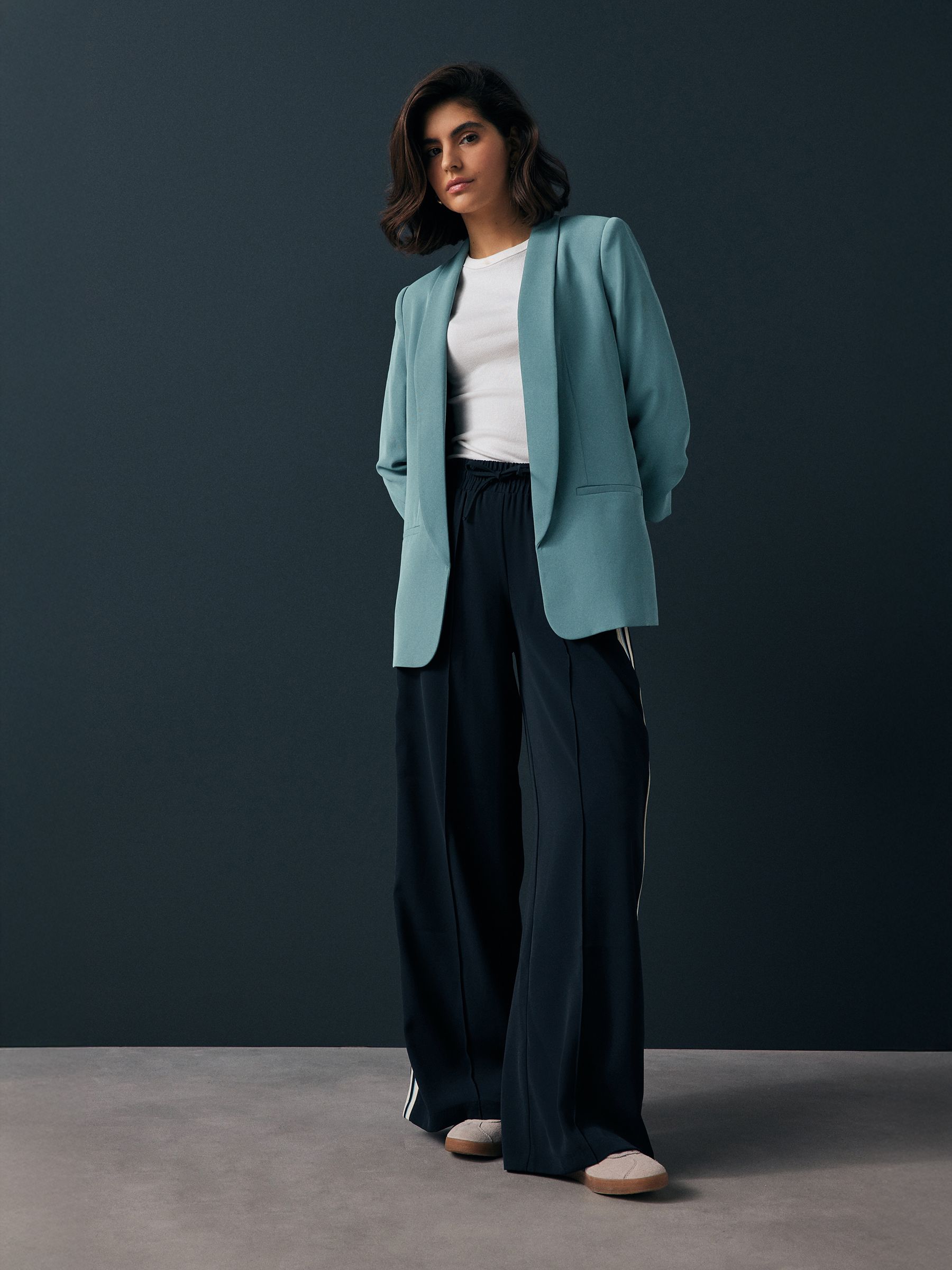 Buy Blue Relaxed Ruched Sleeve Blazer from Next USA