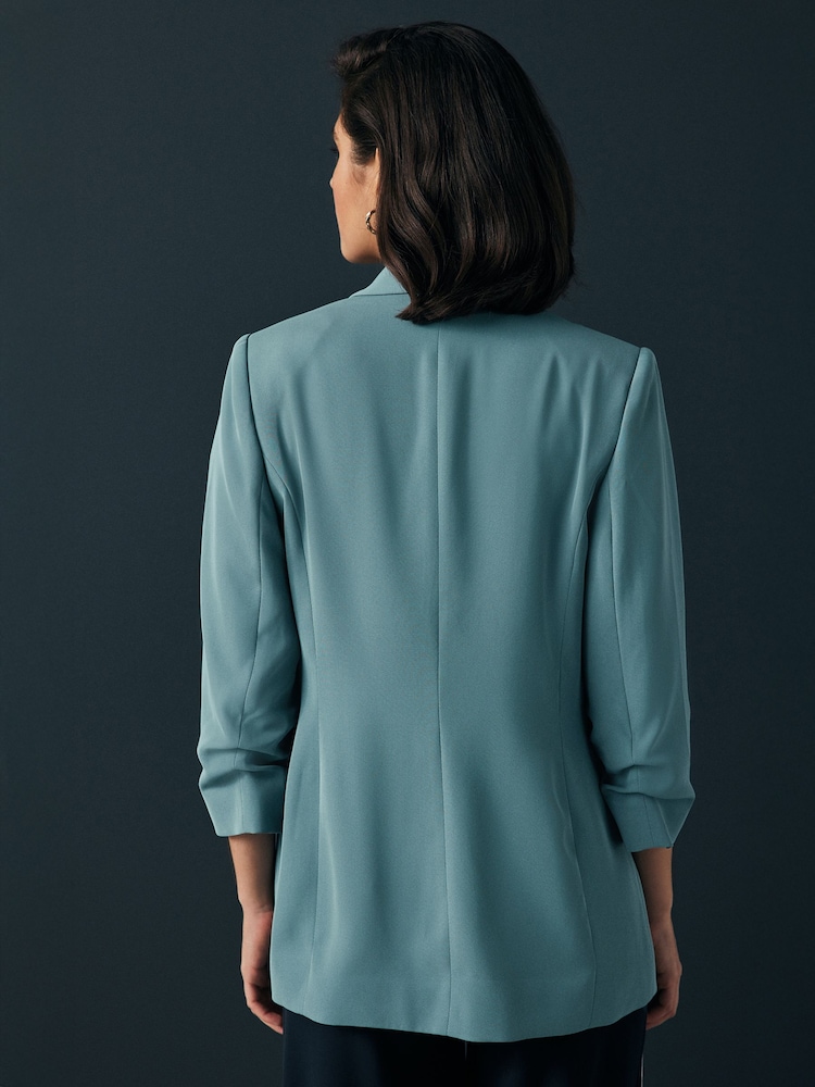 Blue Relaxed Ruched Sleeve Blazer - Image 3 of 7