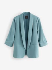 Blå - Avslappnad Ruched Sleeve Kavaj - Bild 5 av 7