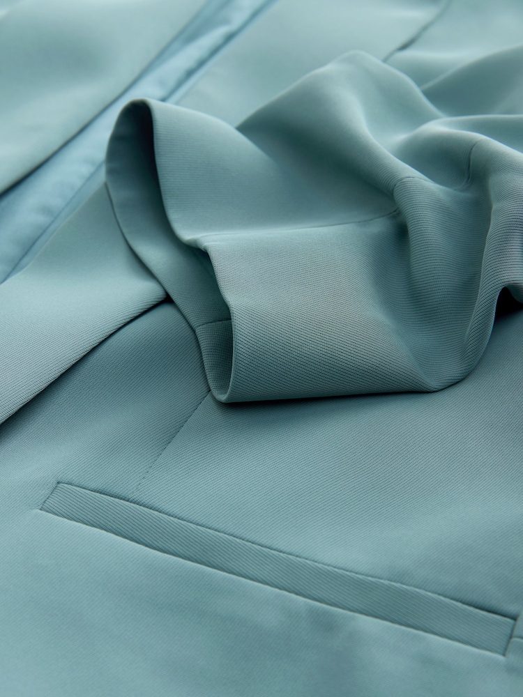 Blue Relaxed Ruched Sleeve Blazer - Image 6 of 7