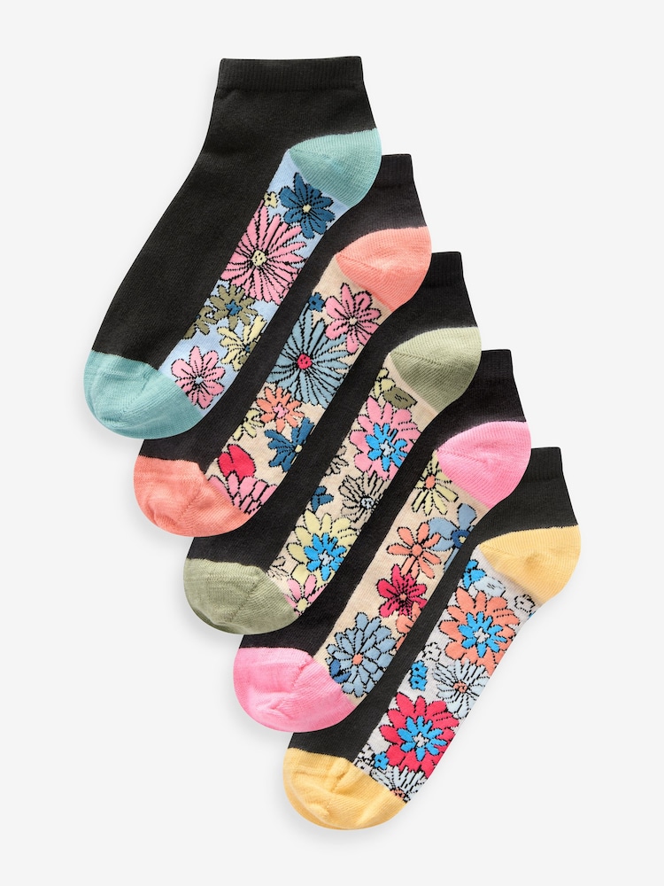 Flowers Footbed Trainers Socks 5 Pack - Image 1 of 6