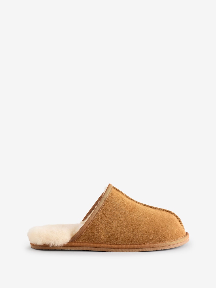 Loungeable Brown Mens Real Sheepskin Mules - Image 3 of 3