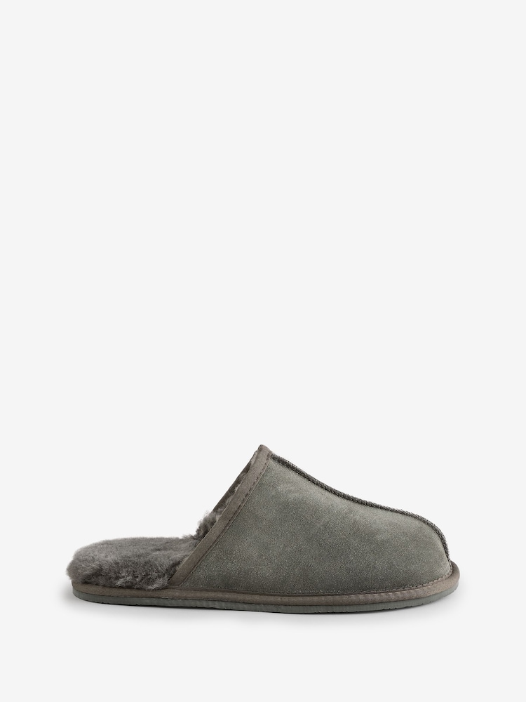 Loungeable Grey Mens Real Sheepskin Mules - Image 3 of 3