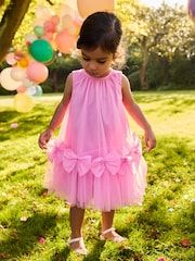 Pink Sleeveless Bow Mesh Dress (3mths-7yrs) - Image 1 of 7