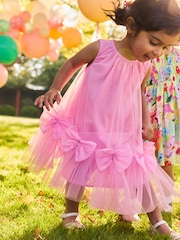Pink Sleeveless Bow Mesh Dress (3mths-7yrs) - Image 3 of 7