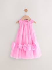 Pink Sleeveless Bow Mesh Dress (3mths-7yrs) - Image 4 of 7