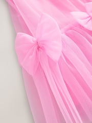 Pink Sleeveless Bow Mesh Dress (3mths-7yrs) - Image 6 of 7