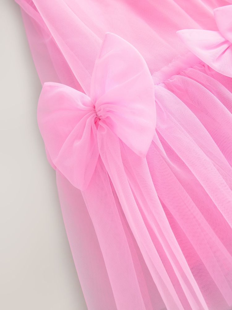 Pink Sleeveless Bow Mesh Dress (3mths-7yrs) - Image 6 of 7
