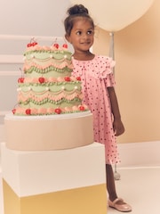 Pink Heart Collar Mesh Party Dress (3mths-7yrs) - Image 3 of 9