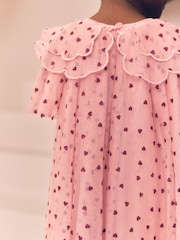 Pink Heart Collar Mesh Party Dress (3mths-7yrs) - Image 4 of 9