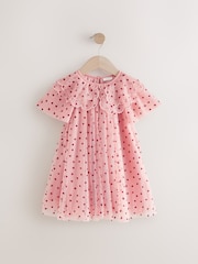 Pink Heart Collar Mesh Party Dress (3mths-7yrs) - Image 6 of 9