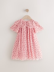 Pink Heart Collar Mesh Party Dress (3mths-7yrs) - Image 7 of 9
