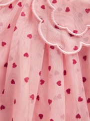 Pink Heart Collar Mesh Party Dress (3mths-7yrs) - Image 8 of 9