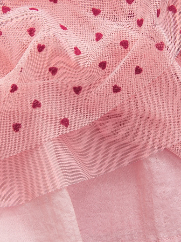Pink Heart Collar Mesh Party Dress (3mths-7yrs) - Image 9 of 9