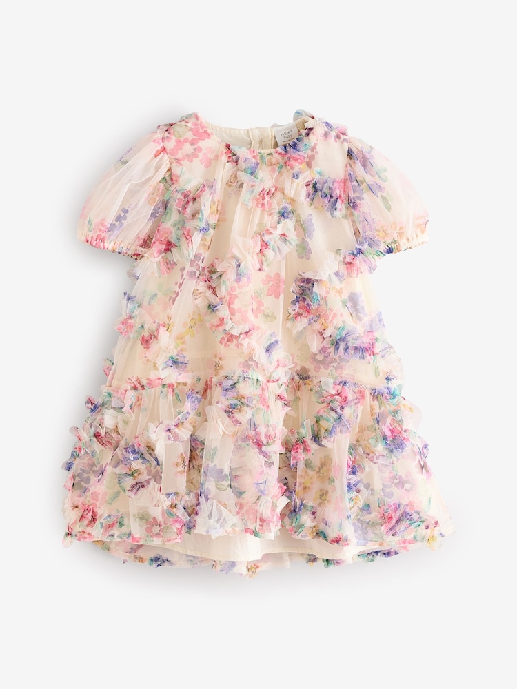 Multi Floral Mesh Party Dress (3mths-7yrs) - Image 5 of 8