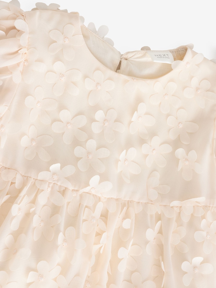Blanc écru - Robe à manches courtes 3D Flowers (3mths-8yrs) - Image 6 of 7