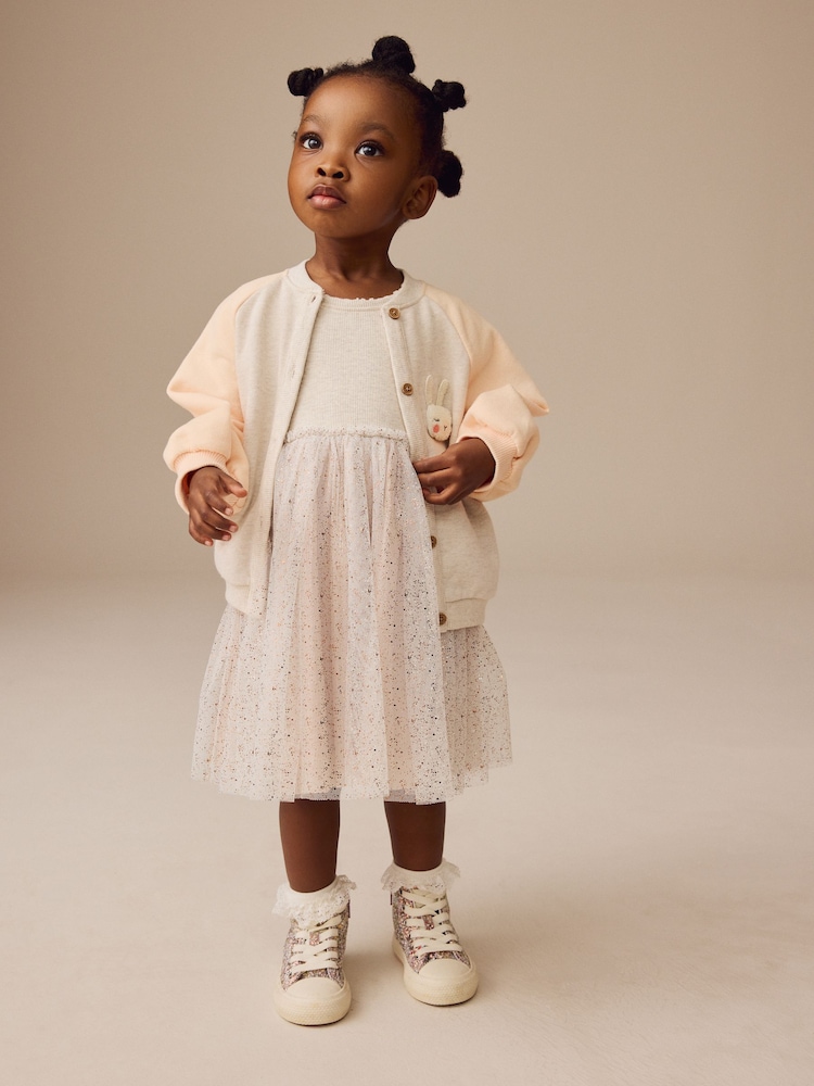 Character Oatmeal & Pink - Conjunto de vestido de manga larga y cárdigan estilo bomber (3 meses - 7 años) - Imagen 1 de 12 Character Oatmeal & Pink - Conjunto de vestido de manga larga y cárdigan estilo bomber (3 meses - 7 años) - Imagen 1 de 12