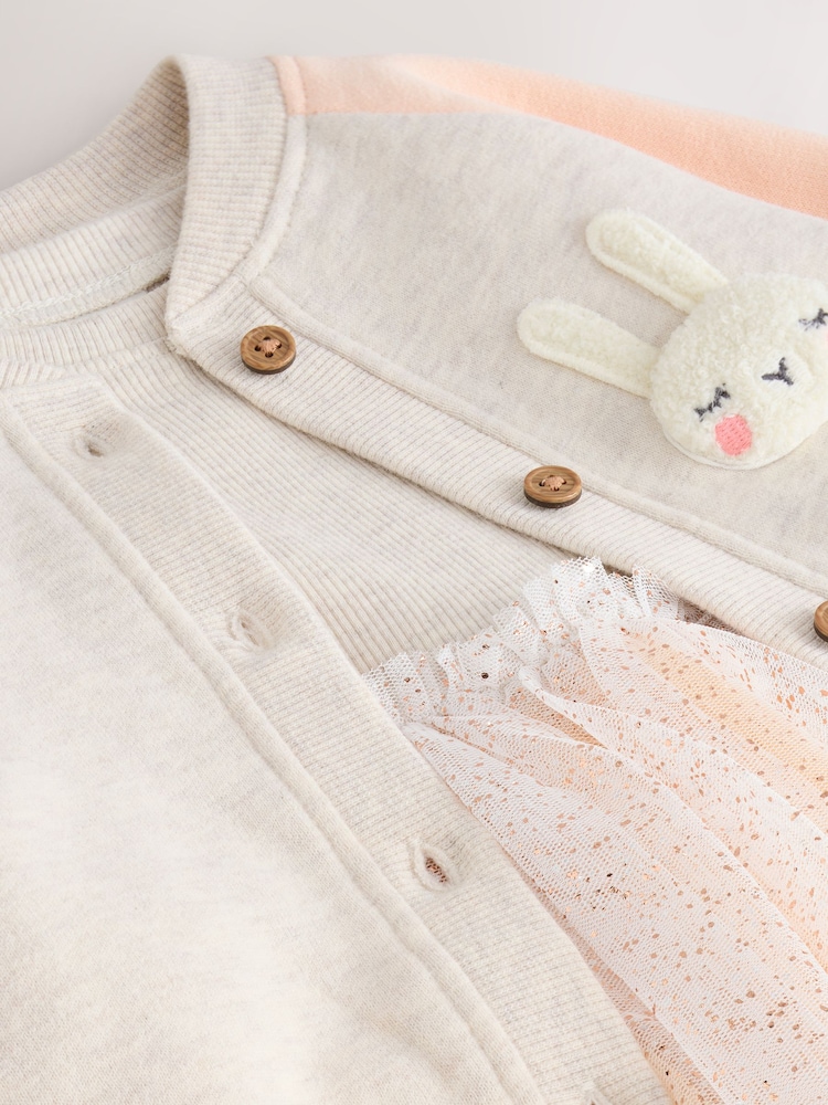 Character Oatmeal & Pink Long Sleeve Dress & Bomber Cardigan Set (3mths-7yrs) - Image 12 of 12