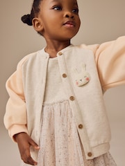 Character Oatmeal & Pink Long Sleeve Dress & Bomber Cardigan Set (3mths-7yrs) - Image 4 of 12