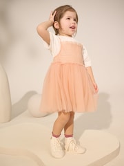 Peach Pink Short Sleeve Mesh Dress & T-Shirt Set (3mths-7yrs) - Image 1 of 8