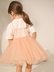 Peach Pink Short Sleeve Mesh Dress & T-Shirt Set (3mths-7yrs) - Image 2 of 8