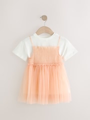Peach Pink Short Sleeve Mesh Dress & T-Shirt Set (3mths-7yrs) - Image 5 of 8