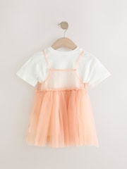 Peach Pink Short Sleeve Mesh Dress & T-Shirt Set (3mths-7yrs) - Image 6 of 8