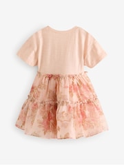 Pink Floral Short Sleeve Mesh Dress (3mths-7yrs) - Image 4 of 6