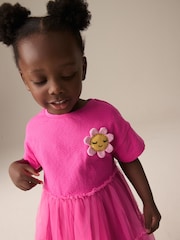 Bright Pink Character Short Sleeve Mesh Dress (3mths-7yrs) - Image 2 of 8