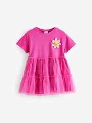 Bright Pink Character Short Sleeve Mesh Dress (3mths-7yrs) - Image 5 of 8