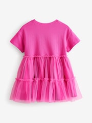 Bright Pink Character Short Sleeve Mesh Dress (3mths-7yrs) - Image 6 of 8