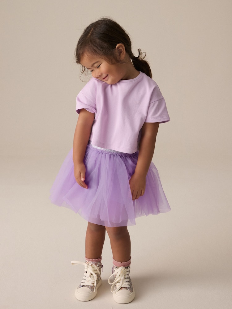 Lilac Purple T-Shirt and Skirt Set (3mths-7yrs) - Image 1 of 9