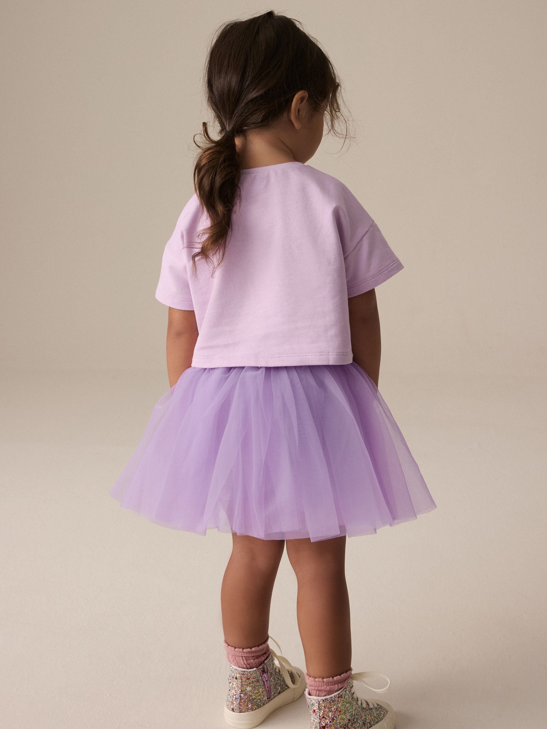 Buy Lilac Purple T-Shirt and Skirt Set (3mths-7yrs) from