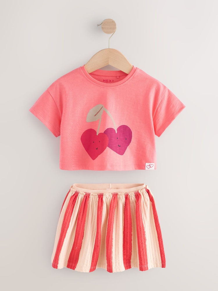 Cherry Pink Short Sleeve Skirt Set (3mths-7yrs) - Image 5 of 9