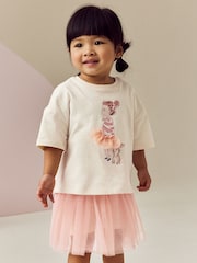 Pink/White Short Sleeve Top And Skirt Set (3mths-7yrs) - Image 1 of 9