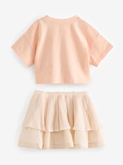 Peach Pink 100% Cotton T-Shirt & Skirt Set (3mths-7yrs) - Image 6 of 8