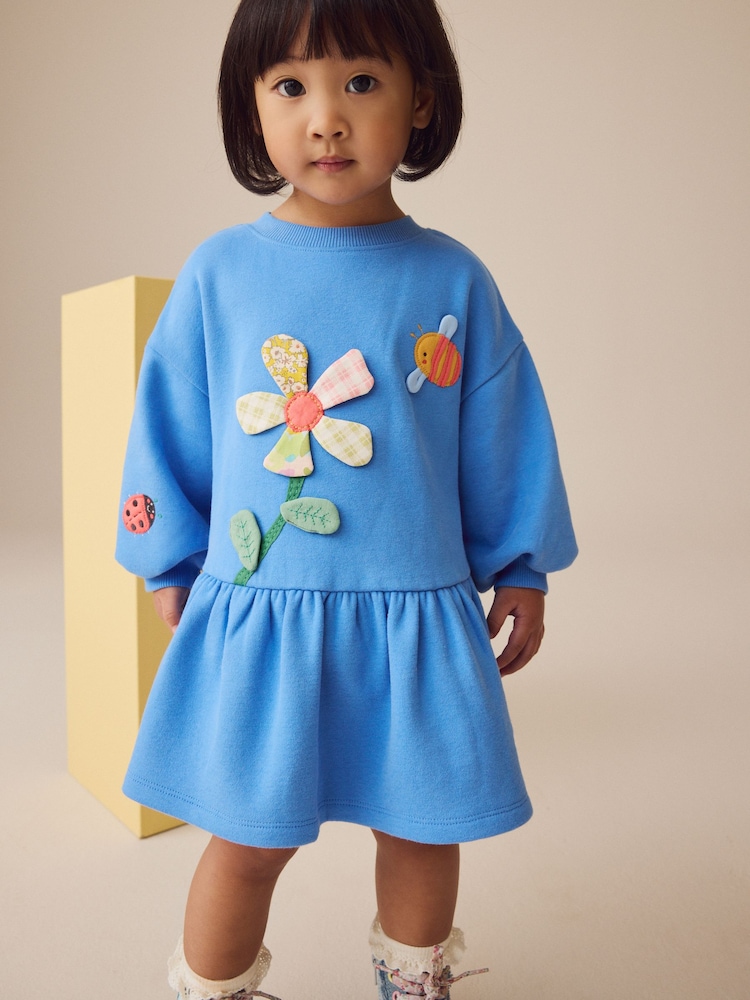 Blau, mit Figur - Langärmliges Sweatshirt-Kleid (3 M.–7 J.) - Bild 1 von 8 Blau, mit Figur - Langärmliges Sweatshirt-Kleid (3 M.–7 J.) - Bild 1 von 8