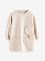 Oatmeal Floral Character Long Sleeve Sweat Dress (3mths-7yrs) - Image 5 of 9