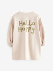 Oatmeal Floral Character Long Sleeve Sweat Dress (3mths-7yrs) - Image 6 of 9
