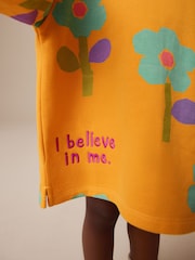 Orange Floral Long Sleeve Sweat Dress (3mths-7yrs) - Image 5 of 10