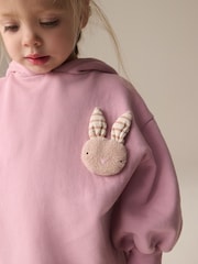 Pink Bunny Long Sleeve Hooded Sweat Dress (9mths-7yrs) - Image 3 of 10