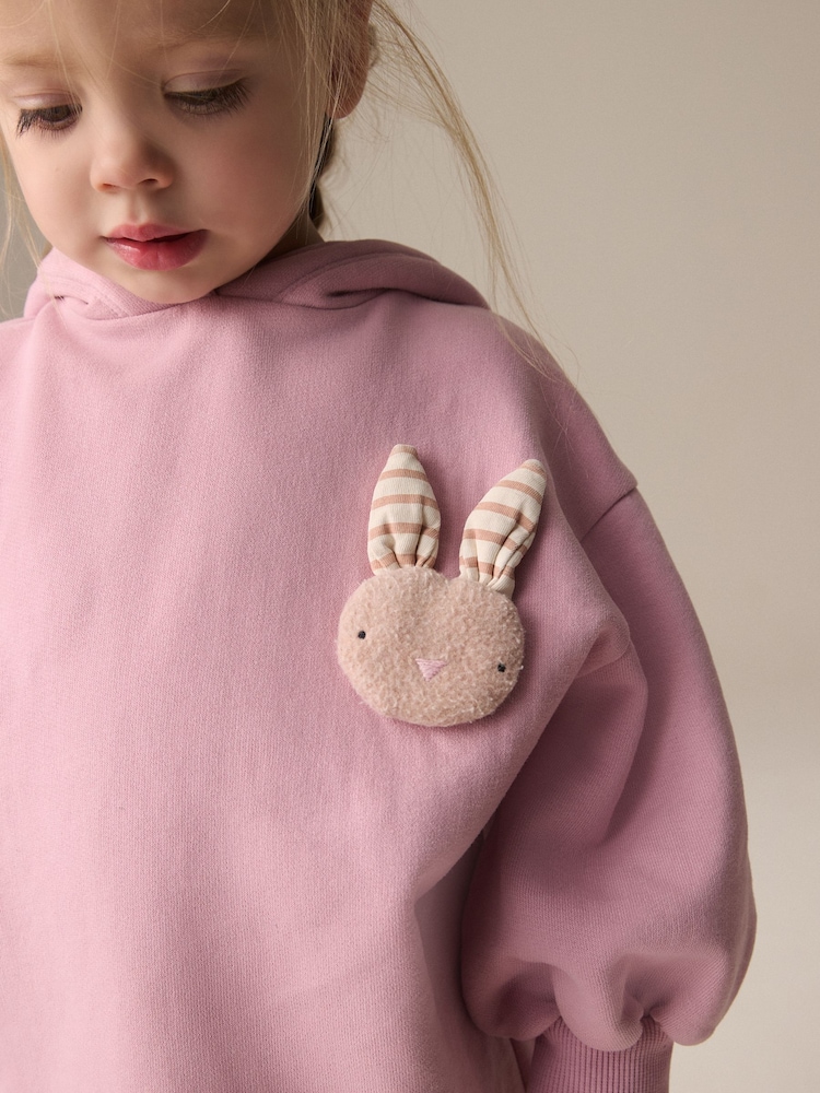 Pink Bunny Long Sleeve Hooded Sweat Dress (9mths-7yrs) - Image 3 of 10