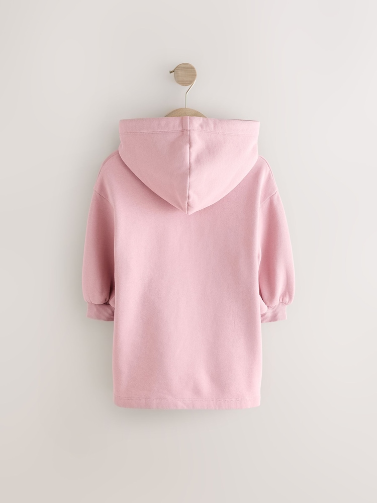 Pink Bunny Long Sleeve Hooded Sweat Dress (9mths-7yrs) - Image 6 of 10