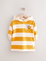 Ochre / Cream Long Sleeve Hooded Sweat Dress (3mths-7yrs) - Image 4 of 8