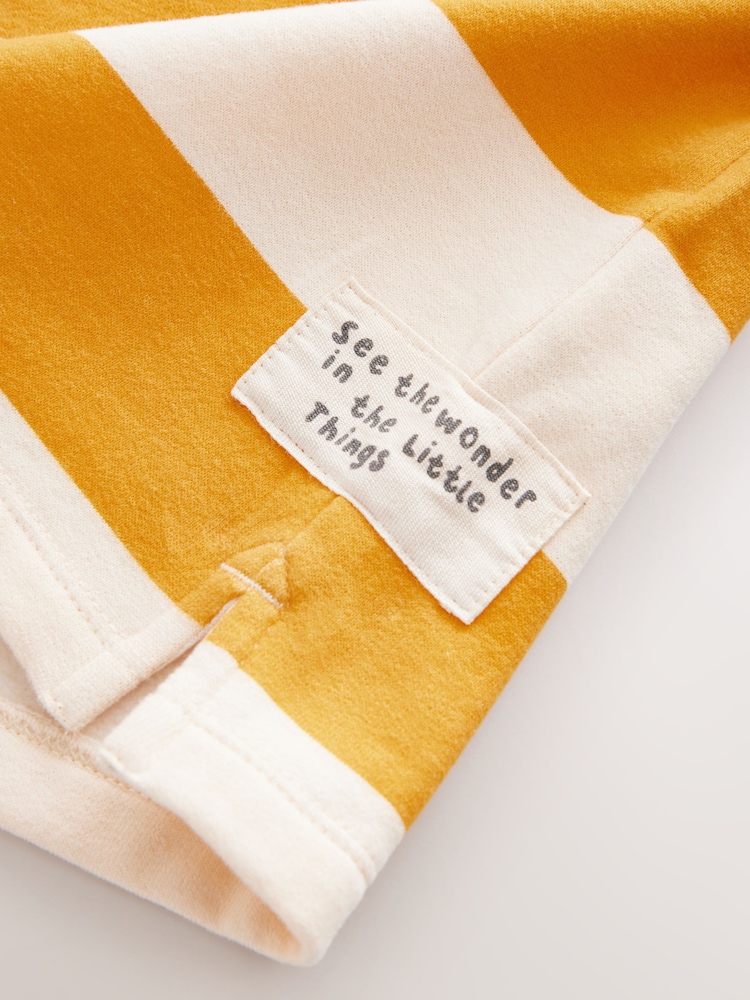 Ochre / Cream Long Sleeve Hooded Sweat Dress (3mths-7yrs) - Image 6 of 8
